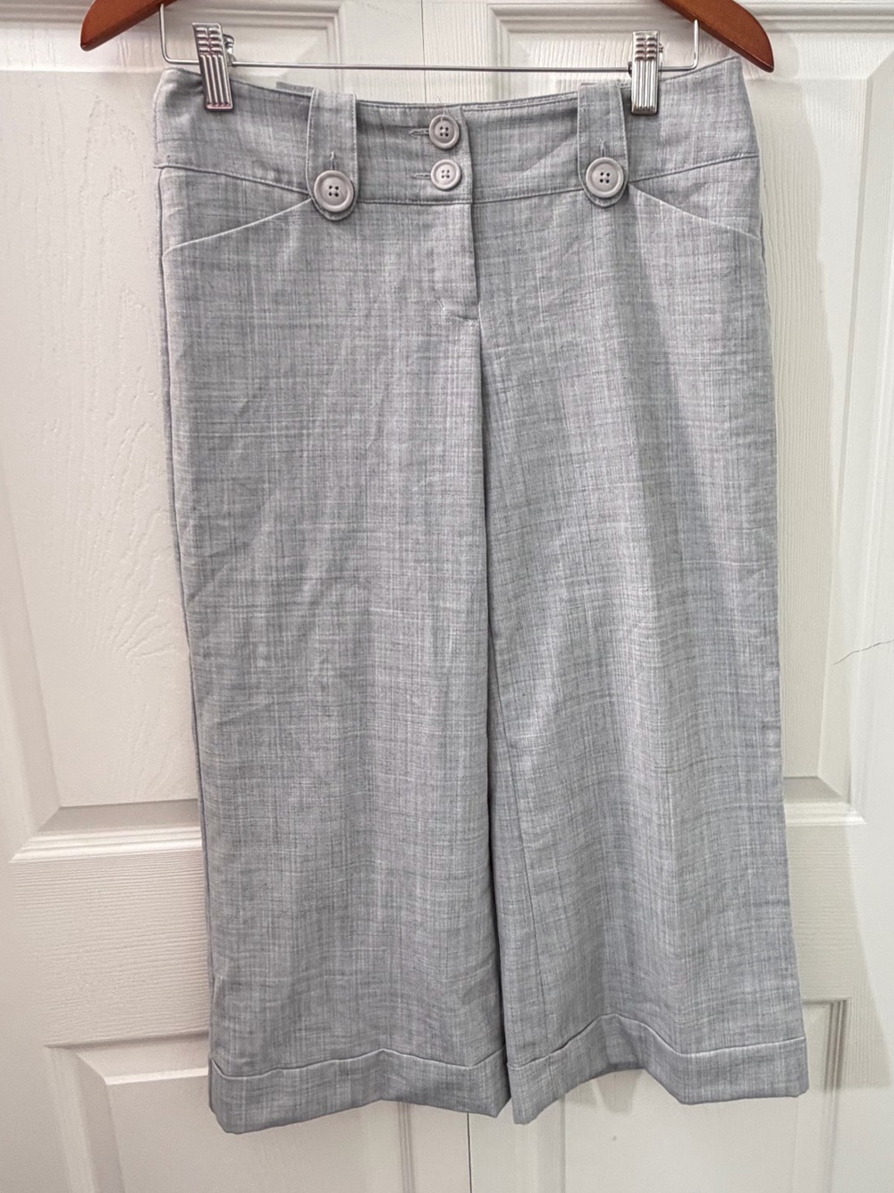 Express Design Studio Editor Gray Cropped Wide Leg Dress Pants Size 4 Cuffed Hem